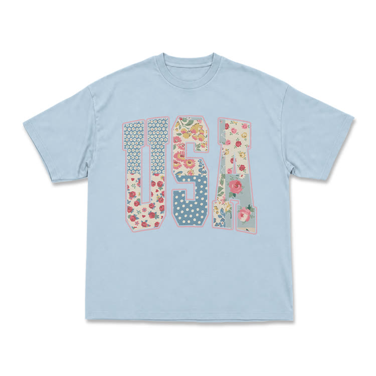 USA Creative Arts Print T-Shirt - Vacation - Light Blue - US16-18(2XL) - image 1