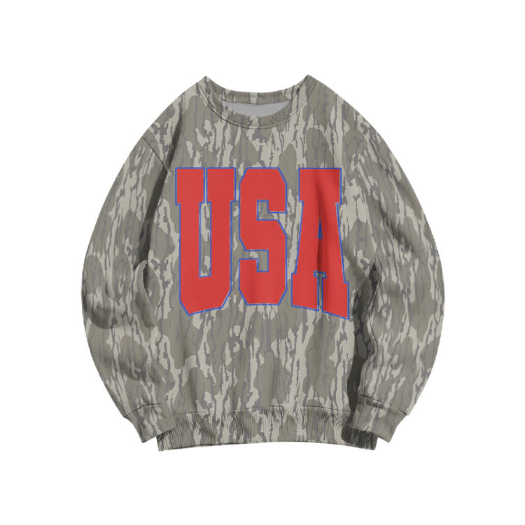 USA Camo Print Casual Sweatshirt - Red - 5XL - image 1