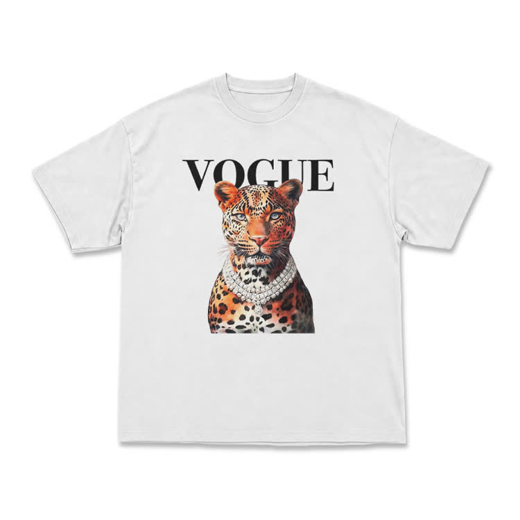Vogue Pearl Leopard Oversized Graphic T Shirt - White - US16-18(2XL) - image 1