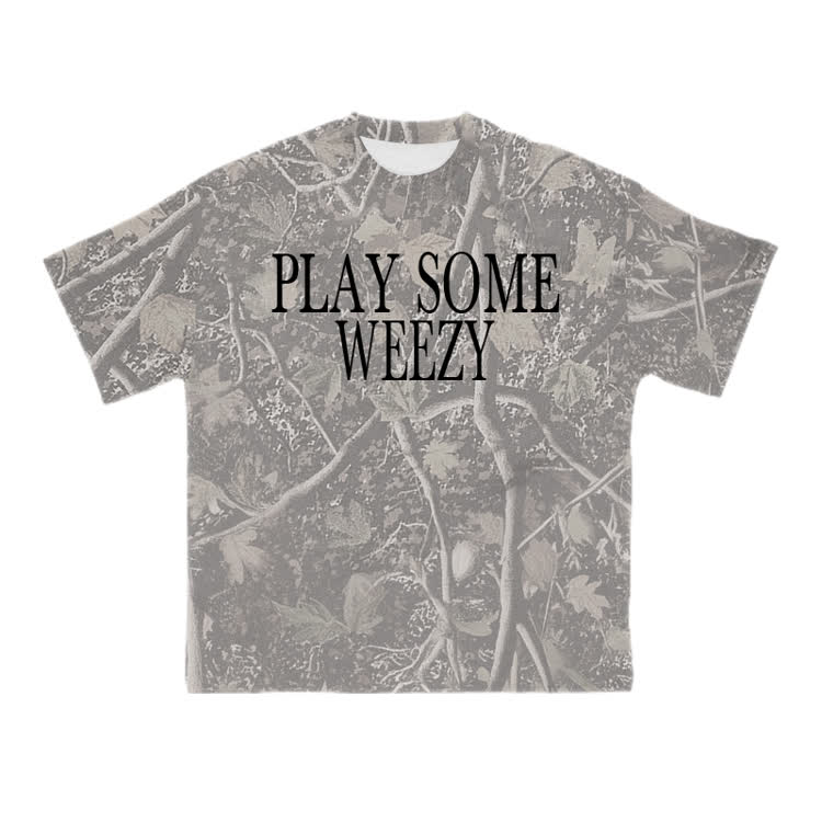 PLAY SOME WEEZY Camo Graphic Oversized  Cotton T-Shirt - Olive Green - US28-30(4XL) - image 2