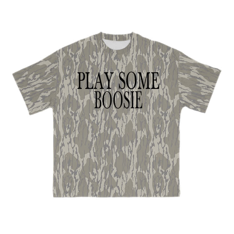 Casual PLAY SOME BOOSIE Camo Graphic Cotton T-Shirt - Olive Green - US28-30(4XL) - image 2