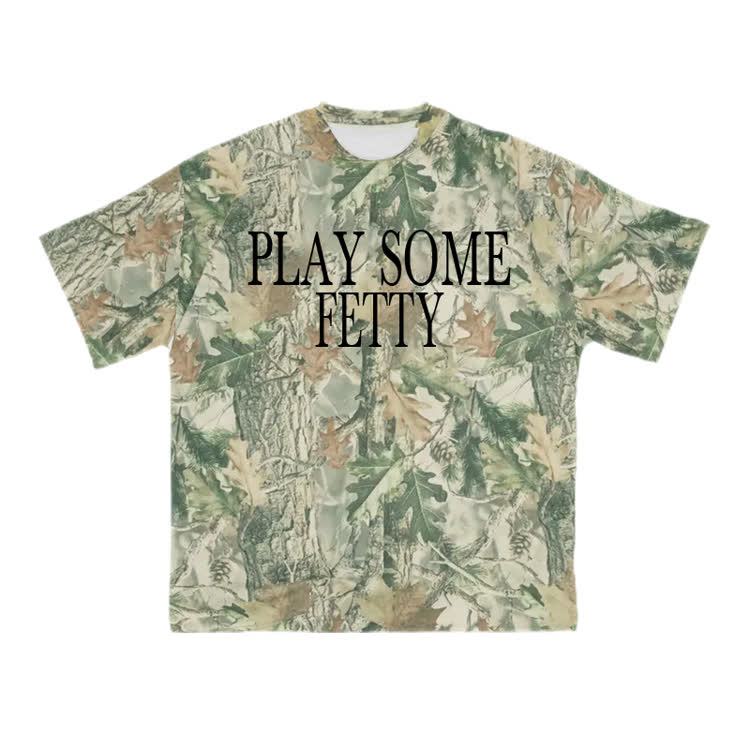 PLAY SOME FETTY Camo Oversized Cotton T-Shirt - Green - US28-30(4XL) - image 2
