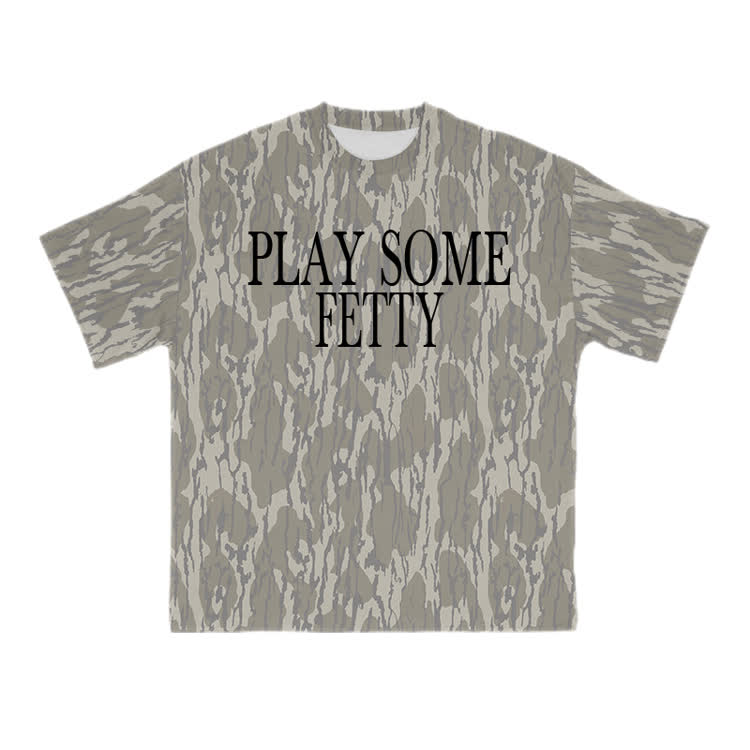 PLAY SOME FETTY Camo Oversized Cotton T-Shirt - Khaki - US28-30(4XL) - image 1