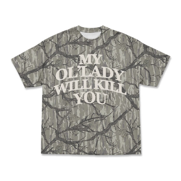 Vintage Style Tree Camo Statement T-Shirt - Olive Green - 8XL - image 1
