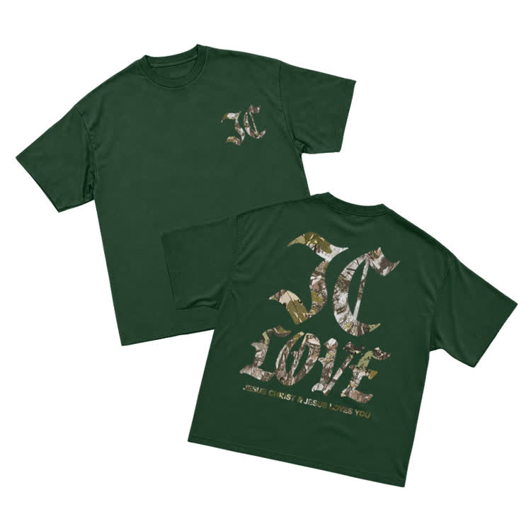 The Love of Jesus Christ Graphic Oversized T-Shirt - Green - US16-18(2XL) - image 2