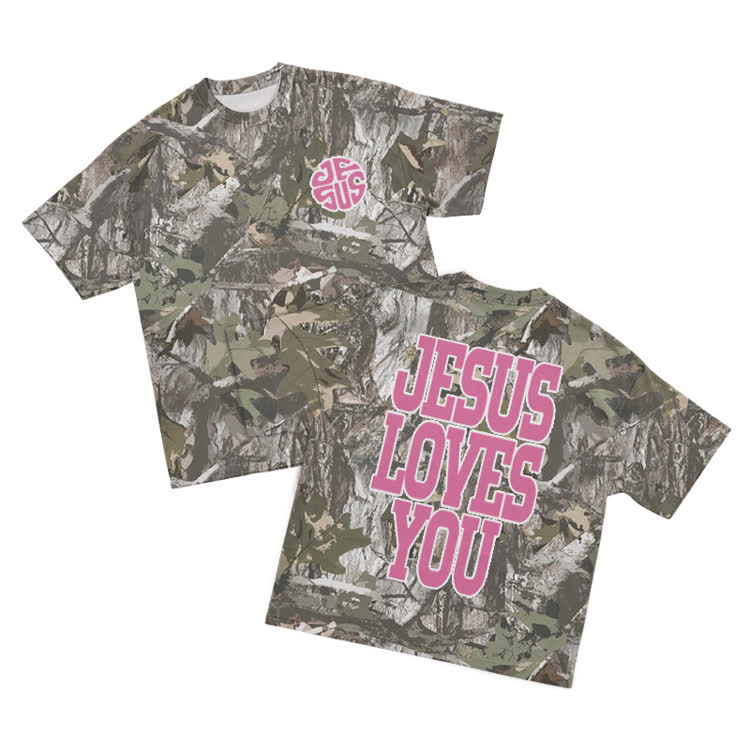 Street Camo Graphic Faith Message Fit T-Shirt - Rose - 8XL - image 2