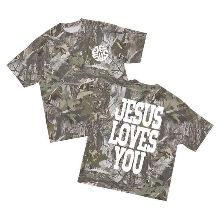 Street Camo Graphic Faith Message Fit T-Shirt - White - 8XL - image 1