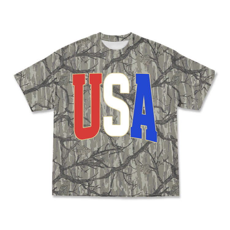 Relaxed Streetwear Branch Camo USA T-Shirt - Multicolor - 8XL - image 2