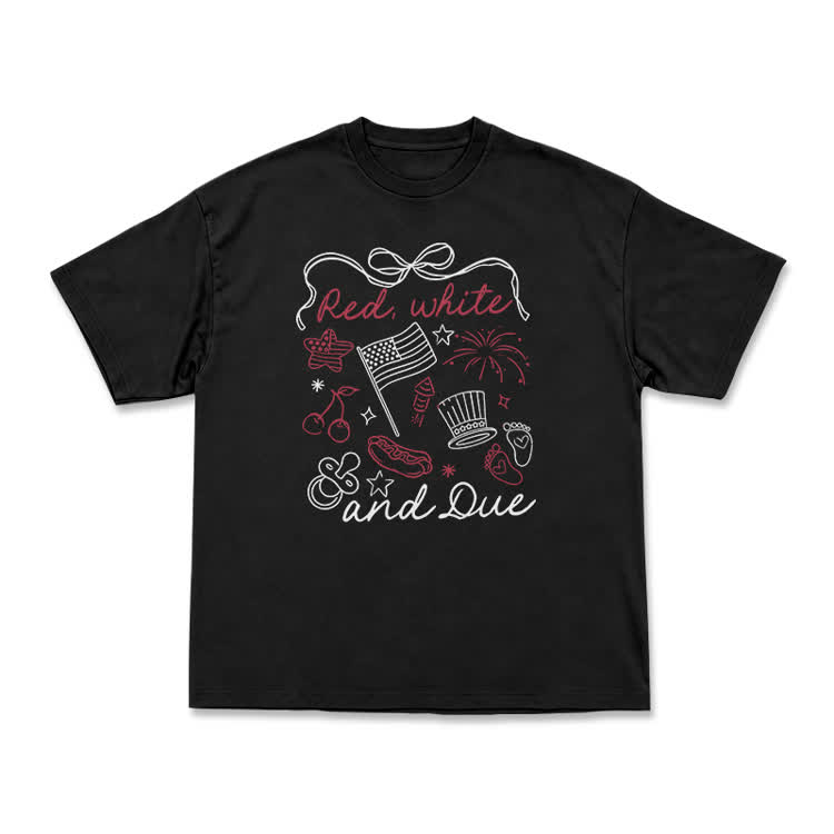Casual Americana Doodle Patriotic Graphic Print T-Shirt - Black - US16-18(2XL) - image 2