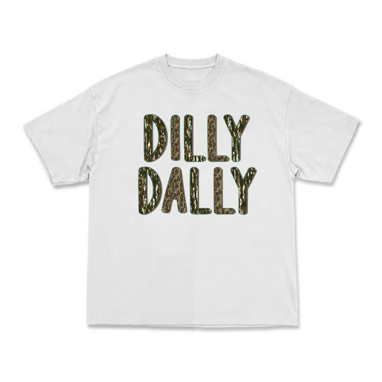 Minimal Dilly Dally Camo Texture Letter T-Shirt - White - US16-18(2XL) - image 2