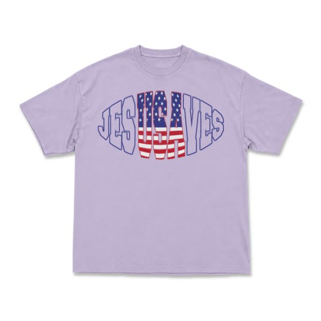 Patriotic Star Stripe Print T-Shirt - Purple - US16-18(2XL) - image 2
