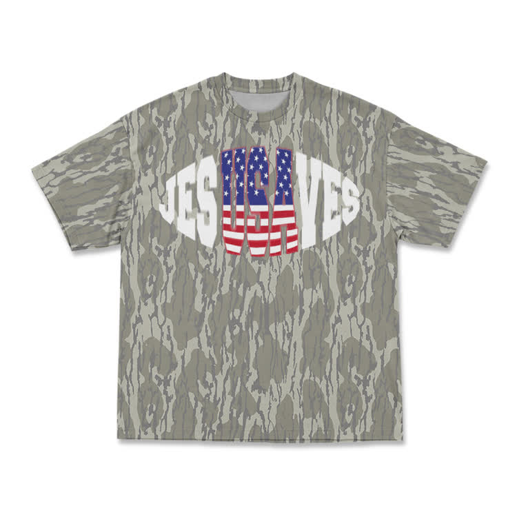 Patriotic Star Stripe Camo Graphic T-Shirt - Khaki - 8XL - image 1