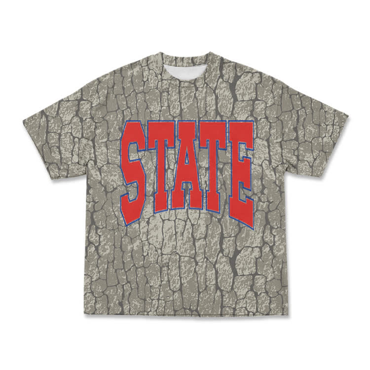 Vintage Tone Crackle Texture State T-Shirt - Coffee - 8XL - image 1