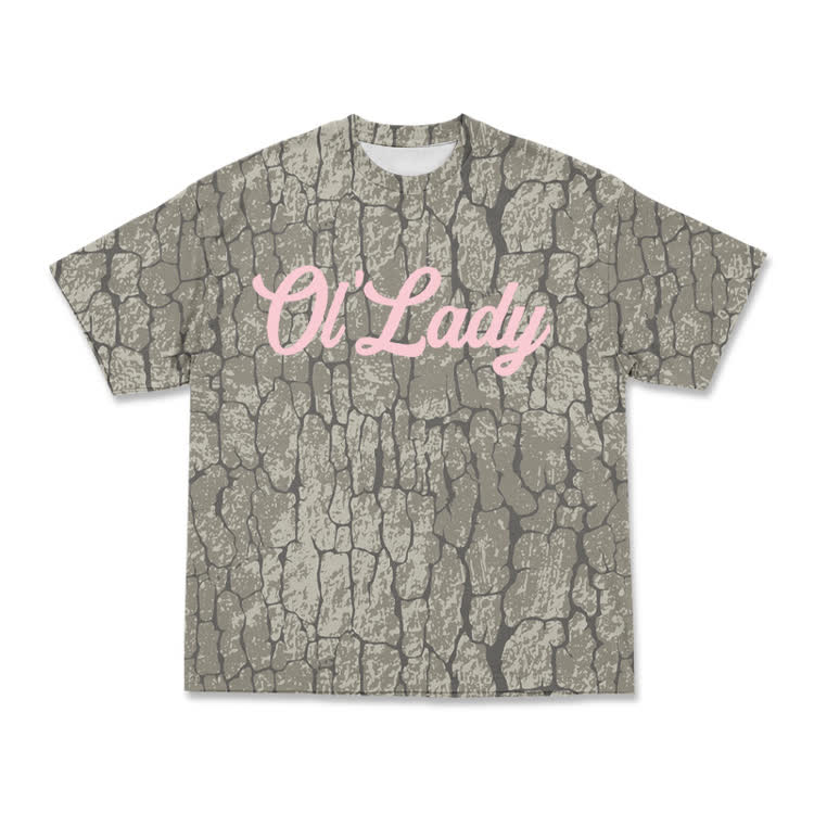 Casual Vintage Texture OL’Lady T-Shirt - Coffee - 8XL - image 1