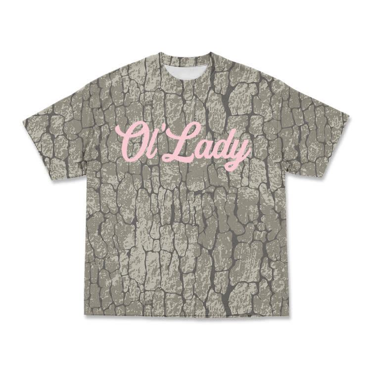 Casual Vintage Texture OL’Lady T-Shirt - Coffee - 8XL - image 1