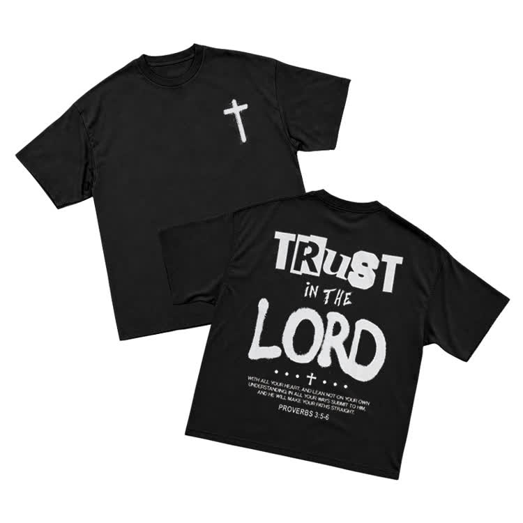 Classic Christian Trust in the Lord Handwritten T-Shirt - Black - US16-18(2XL) - image 1