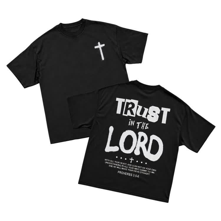 Classic Christian Trust in the Lord Handwritten T-Shirt - Black - US16-18(2XL) - image 1
