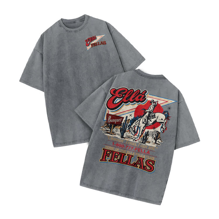 Vintage Western Rider Graphic Print Acid Washed T-shirt - Grey - US20-22(3XL) - image 3