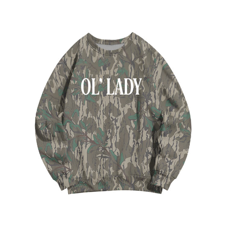 Ol' Lady Camo Print Casual Sweatshirt - Olive Green - 5XL - image 2