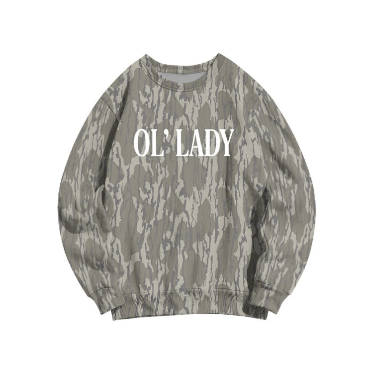 Ol' Lady Camo Print Casual Sweatshirt - Khaki - 5XL - image 1