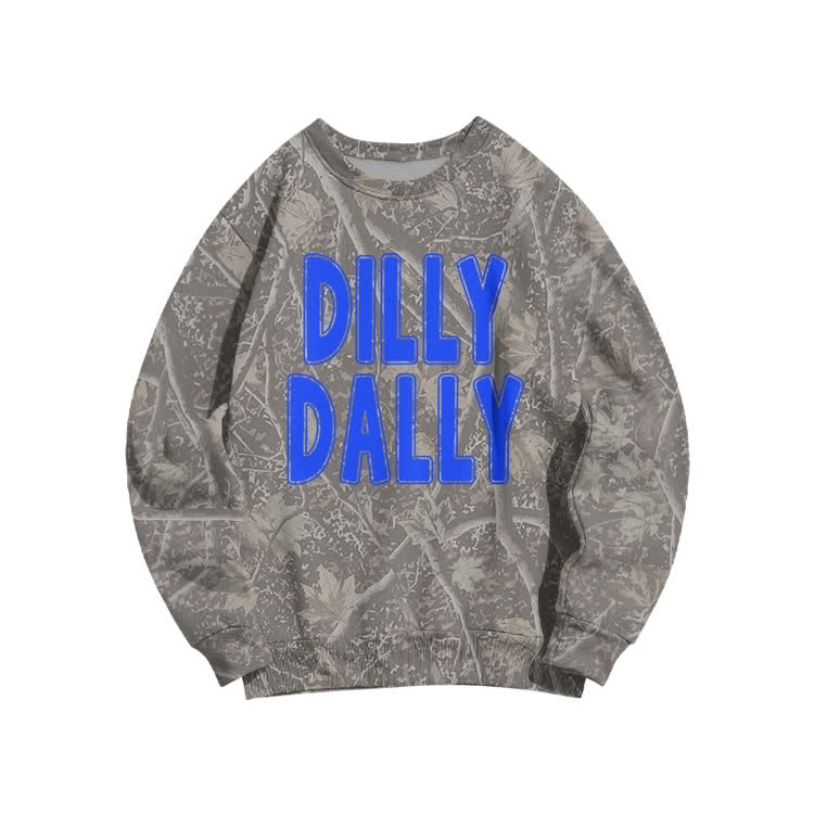 Dilly Dally Graphic Print Casual Sweatshirt - Olive Green - 5XL - image 2