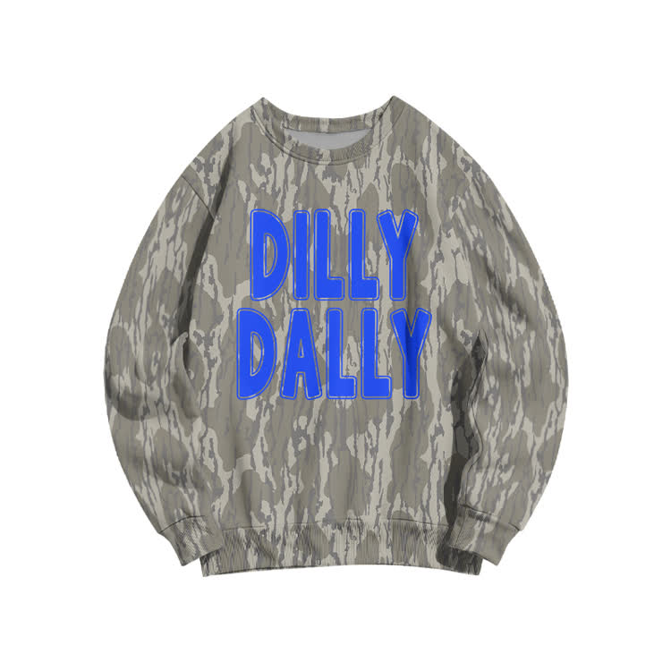 Dilly Dally Graphic Print Casual Sweatshirt - Khaki - 5XL - image 1