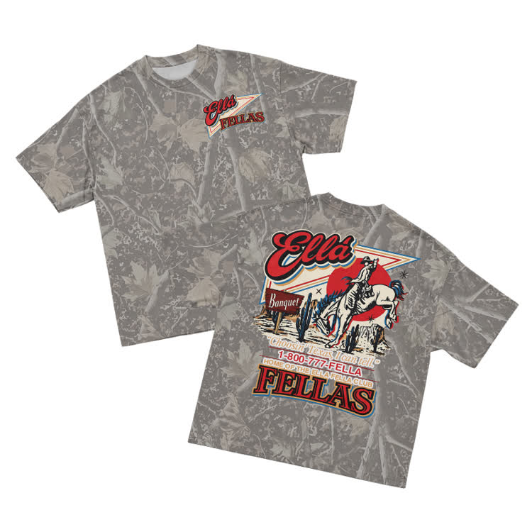 Vintage Western Rider Camo Graphic Print T-Shirt - Olive Green - 8XL - image 2