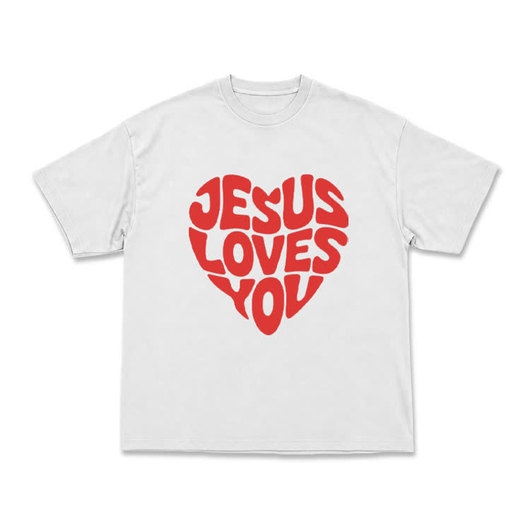 Vintage Jesus Loves You Heart Graphic T-Shirt - White - US16-18(2XL) - image 2
