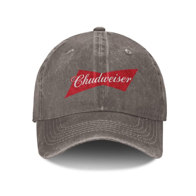 Casual Chudweiser Graphic Print Washed Cap - Coffee - one size - image 3