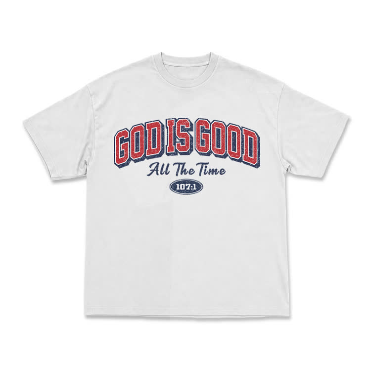 Classic Faith Letter God Is Good Graphic T-Shirt - White - US16-18(2XL) - image 1