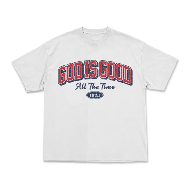 Classic Faith Letter God Is Good Graphic T-Shirt - White - US16-18(2XL) - image 1