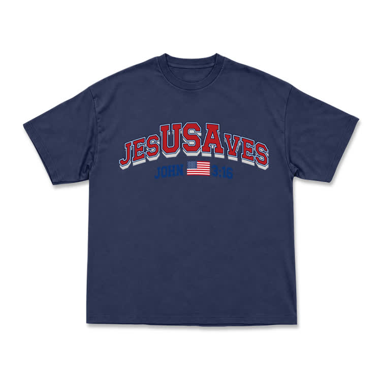 Everyday Vintage Jesusaves Graphic T-Shirt - Navy Blue - US16-18(2XL) - image 2