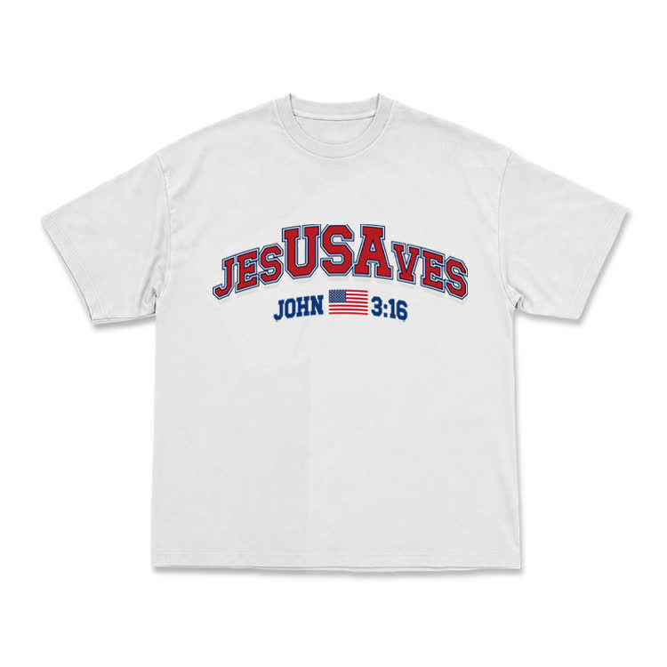 Everyday Vintage Jesusaves Graphic T-Shirt - White - US16-18(2XL) - image 1