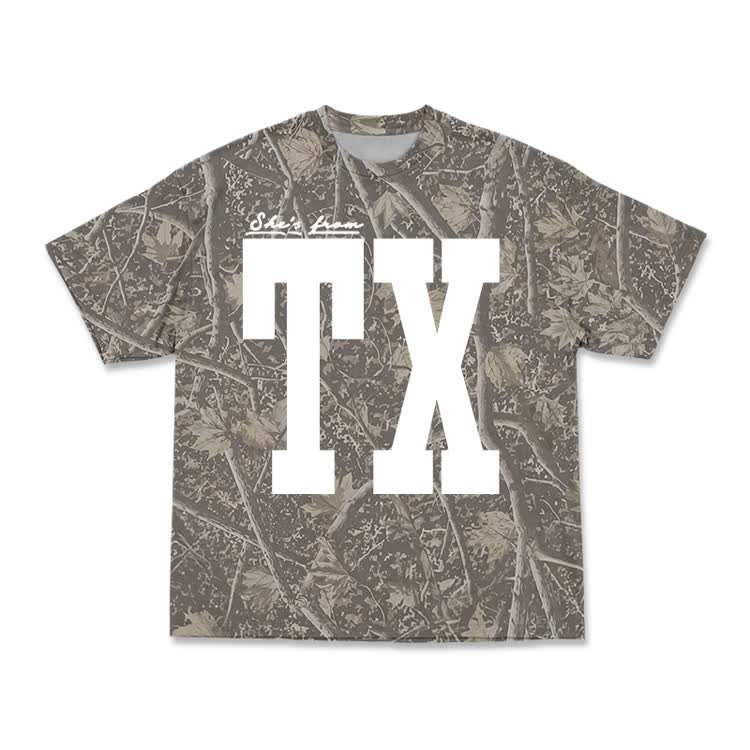 Vintage Forest Camo Graphic T-Shirt - TX - Olive Green - 5XL - image 2