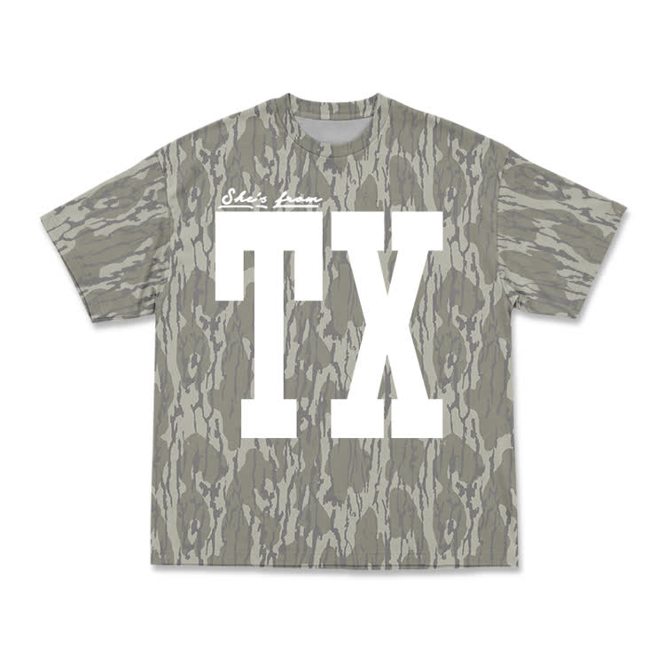 Vintage Forest Camo Graphic T-Shirt - TX - Khaki - 5XL - image 1