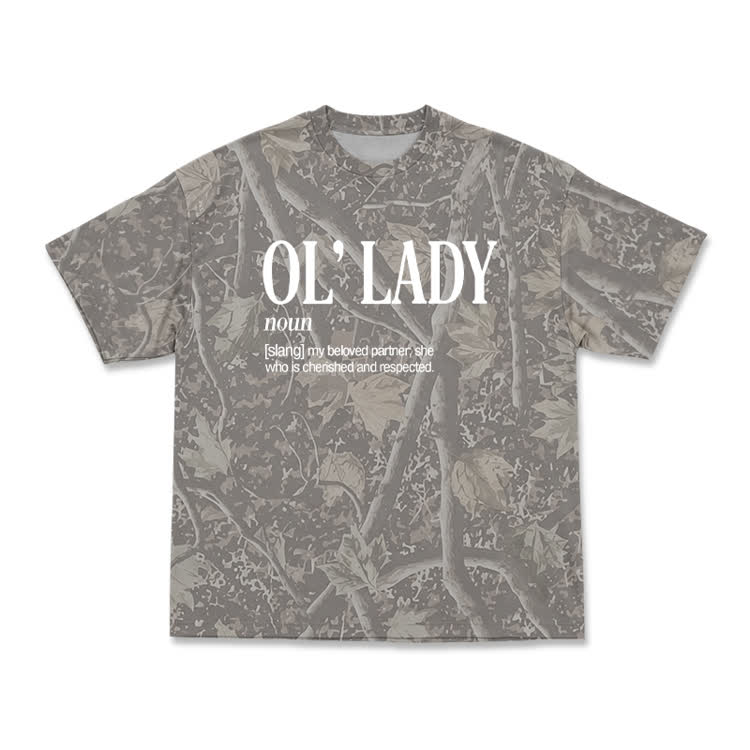 Street Camo OL’ LADY Print T-Shirt - Brown - 8XL - image 2
