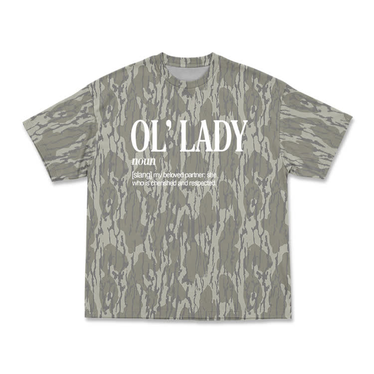 Street Camo OL’ LADY Print T-Shirt - Khaki - 8XL - image 1