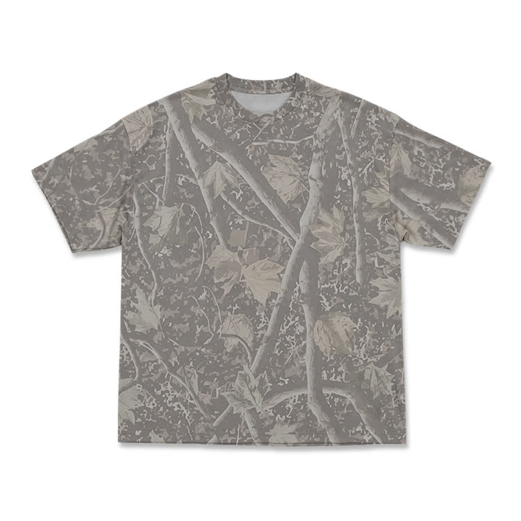 Vintage Woodland Camo Round Neck T-Shirt - Brown - 8XL - image 2