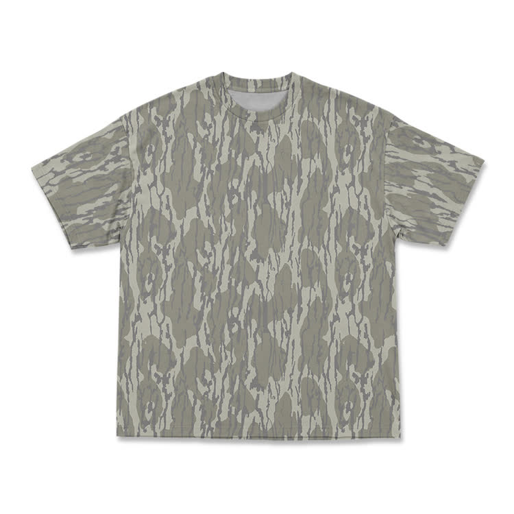 Vintage Woodland Camo Round Neck T-Shirt - Khaki - 8XL - image 1