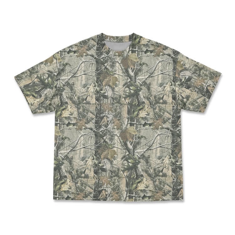 Vintage Woodland Camo Round Neck T-Shirt - Army Green - 8XL - image 4