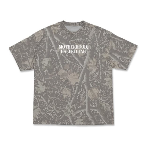 Vintage Camo MOTHERHOOD HALLELUJAH Print T-Shirt - Olive Green - 3XL - image 1
