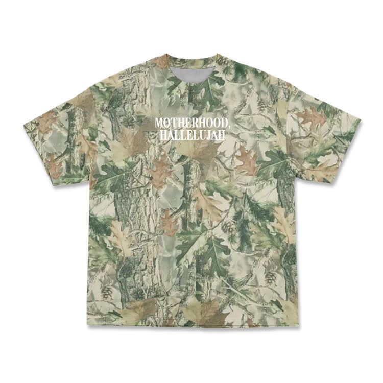 Vintage Camo MOTHERHOOD HALLELUJAH Print T-Shirt - Green - 3XL - image 2