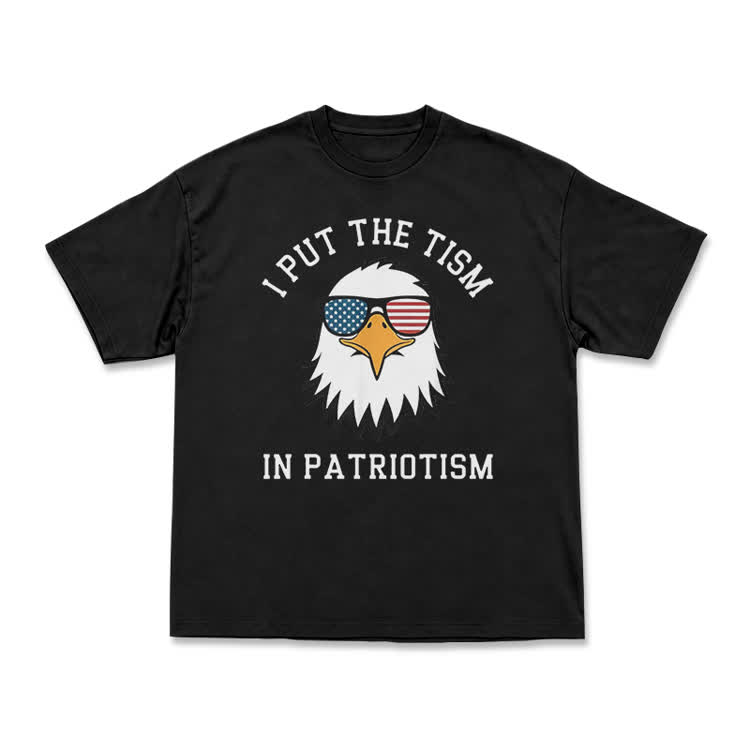 Casual I Put the Tism in Patriotism Eagle Graphic T-Shirt - Black - US16-18(2XL) - image 2