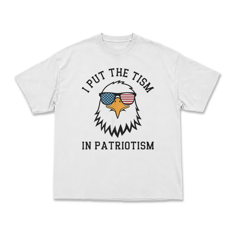 Casual I Put the Tism in Patriotism Eagle Graphic T-Shirt - White - US16-18(2XL) - image 1
