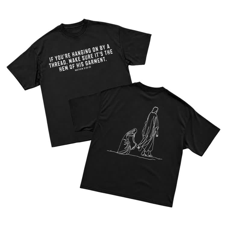 Minimal Sketch Faith Inspired Short Sleeve Streetwear T-Shirt - Black - US16-18(2XL) - image 2
