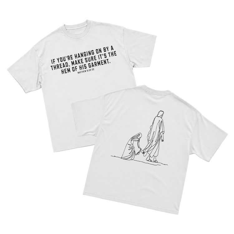 Minimal Sketch Faith Inspired Short Sleeve Streetwear T-Shirt - White - US16-18(2XL) - image 1