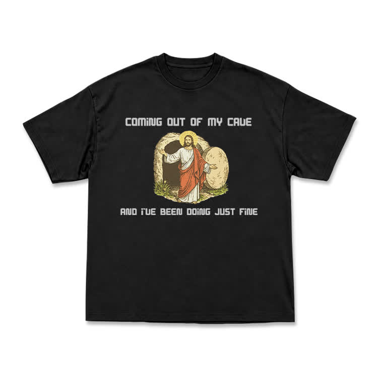 Faith Humorous Jesus Illustration Jersey T-Shirt - Black - US16-18(2XL) - image 1