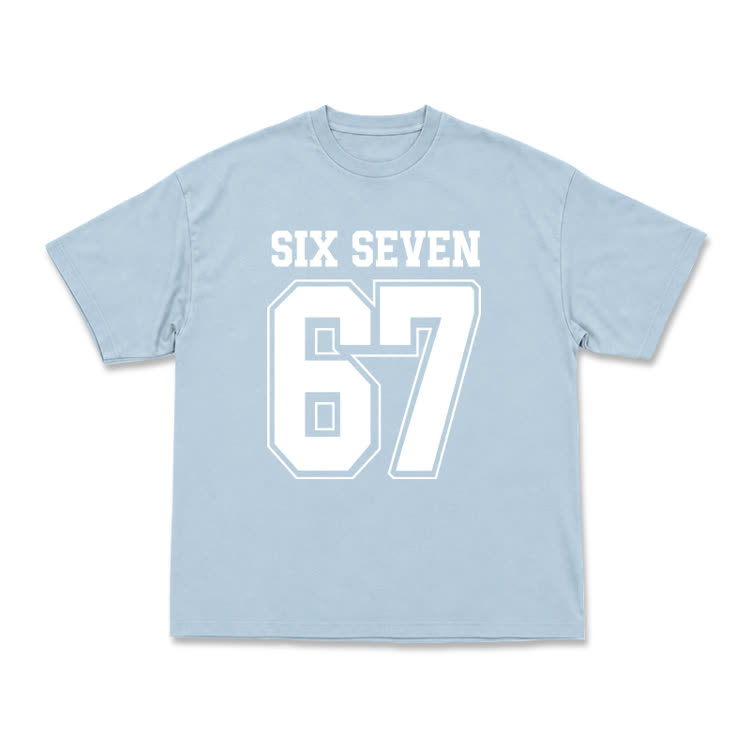 Casual SIX SEVEN 67 Graphic Short Sleeve T-Shirt - Light Blue - US16-18(2XL) - image 1
