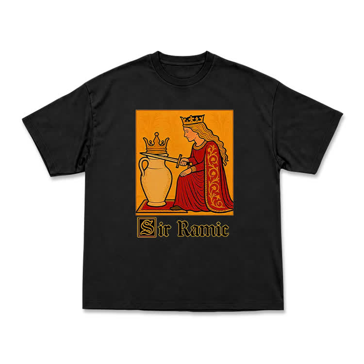 Medieval Card Style Sir Ramic Streetwear Graphic T-Shirt - Black - US16-18(2XL) - image 2