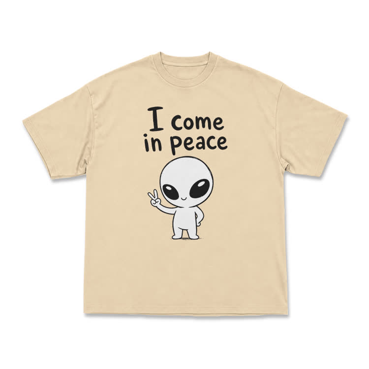 I Come in Peace Alien Graphic T-Shirt - Apricot - US16-18(2XL) - image 3